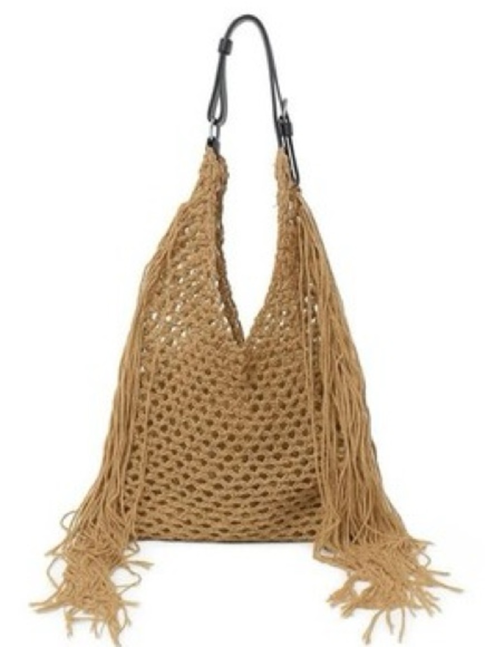 Chic Natural Boho Crochet Fringe Shoulder Bag